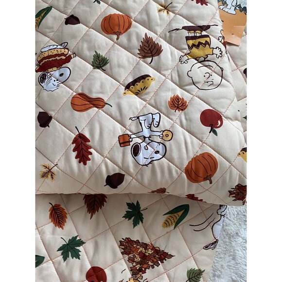 Peanuts Snoopy Charlie Brown Woodstock Autumn Fall Quilt Size TWIN 68’X86” NEW - Picture 15 of 16